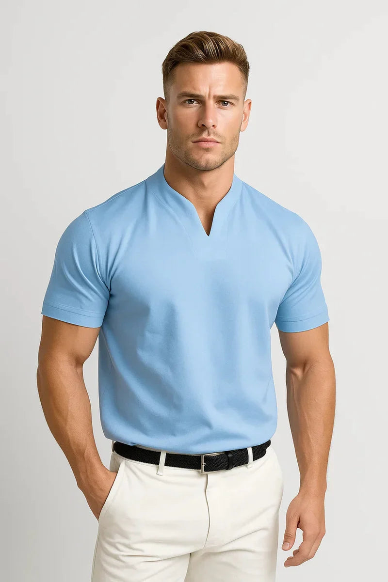 The Canberra Men's CasualSplit Collar Cotton T Shirt