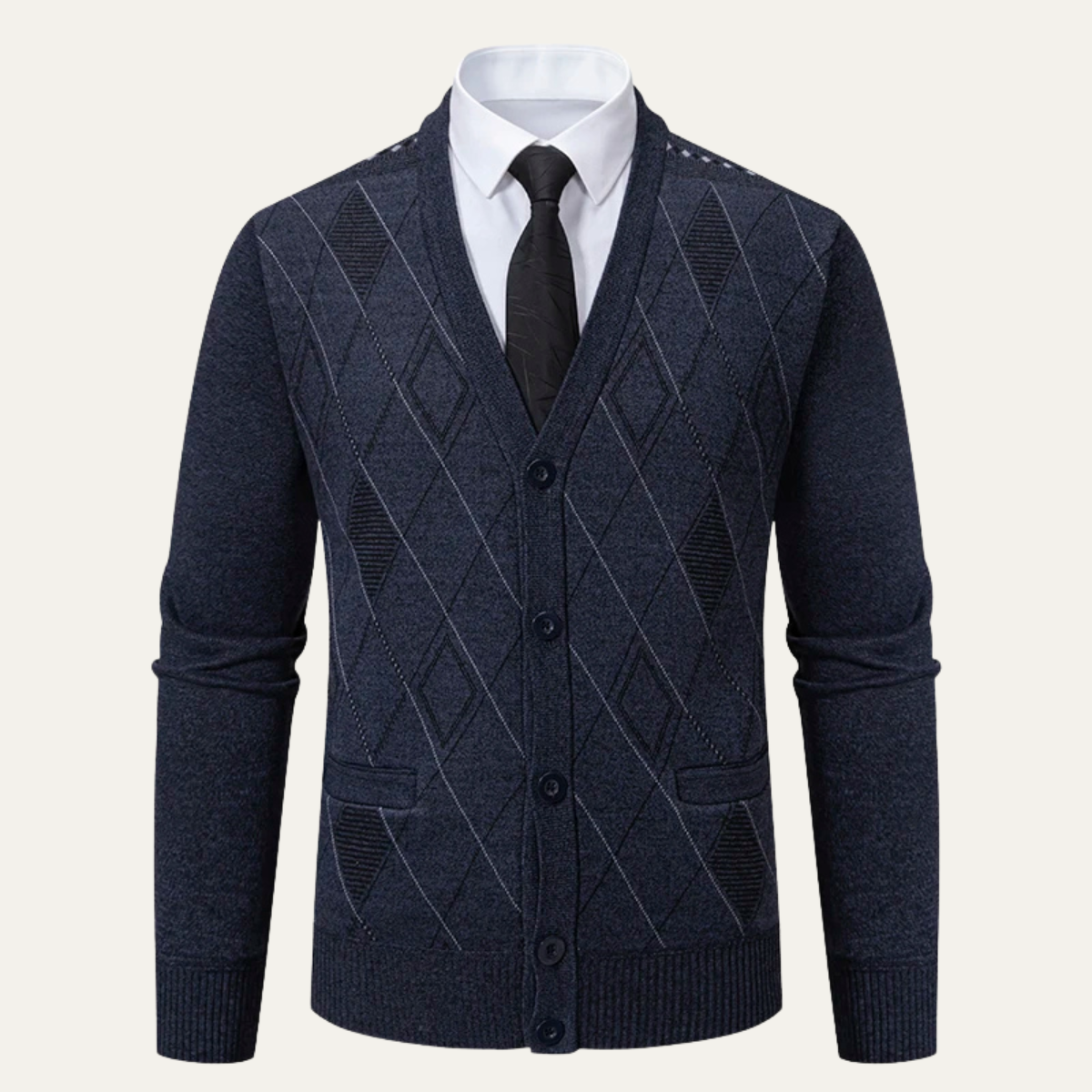 The Rosendale Men’s Trendy V Neck Button Knit Cardigan