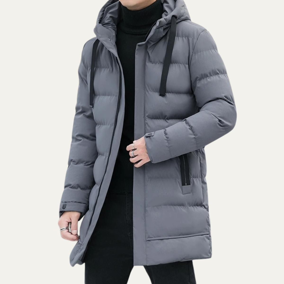 The Whitby Men's Stylish Longline Black Puffer Coat