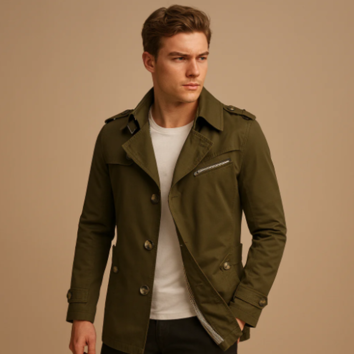 The Merrick Men’s Double Breasted Smart Casual Trench Coat
