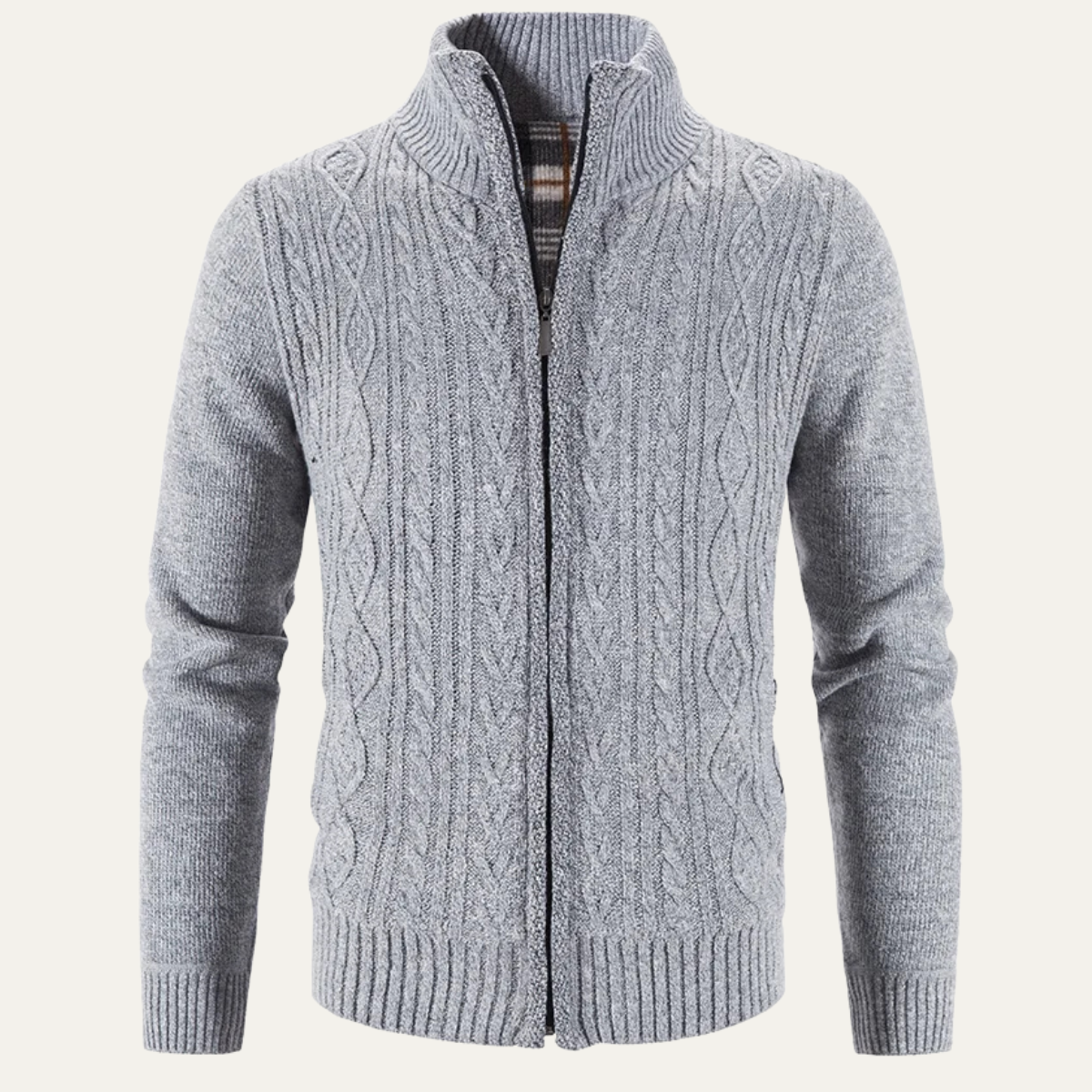 The Pienza Men’s Warm Fleece Zip Up Knit Jacket