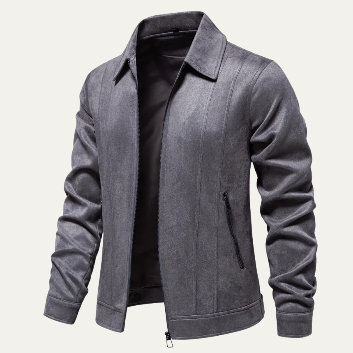 The Varese Men's Trucker Suede Leather Zip Up Jacket