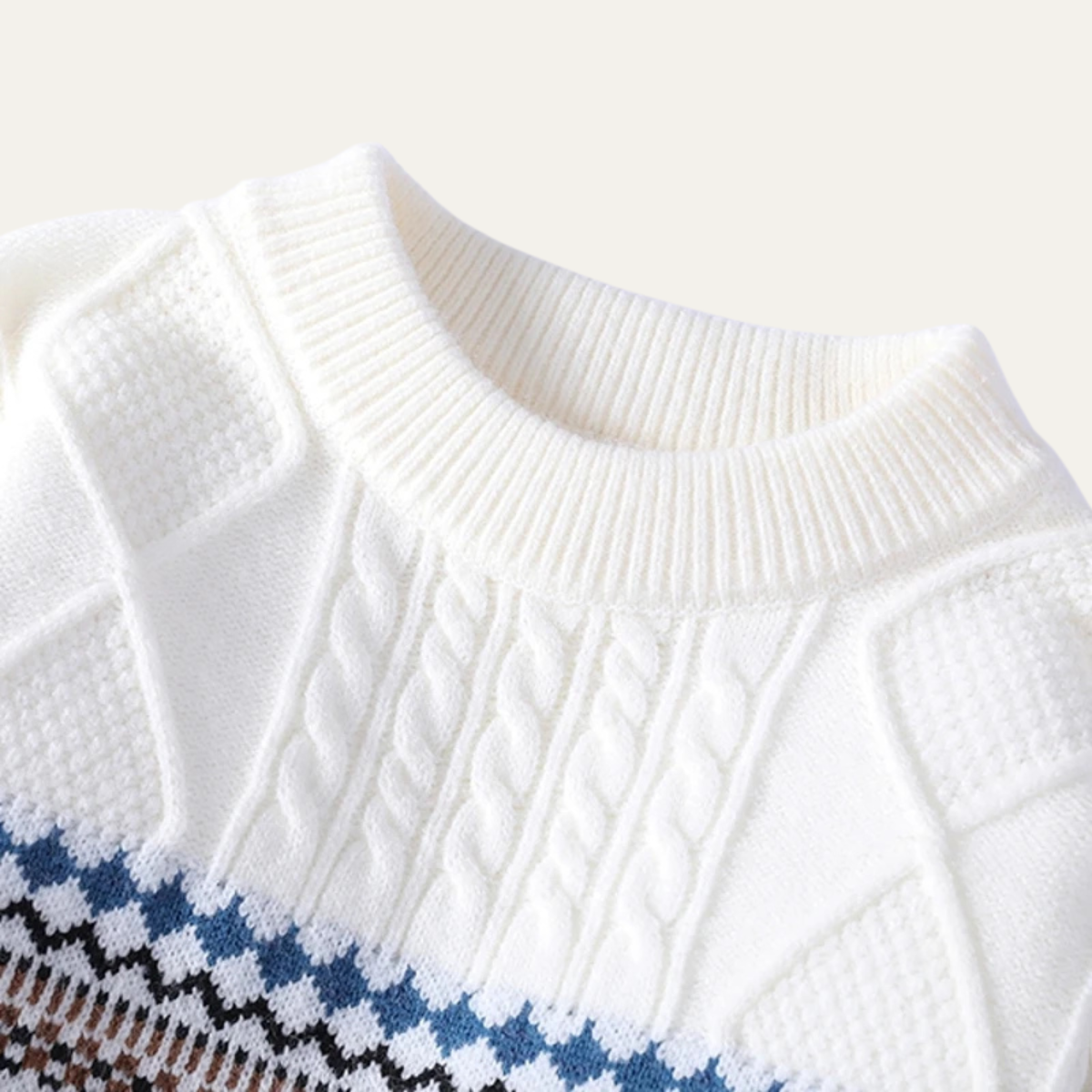 The Crestmoor Men’s Knit Warm Crewneck Sweater with Nordic Pattern