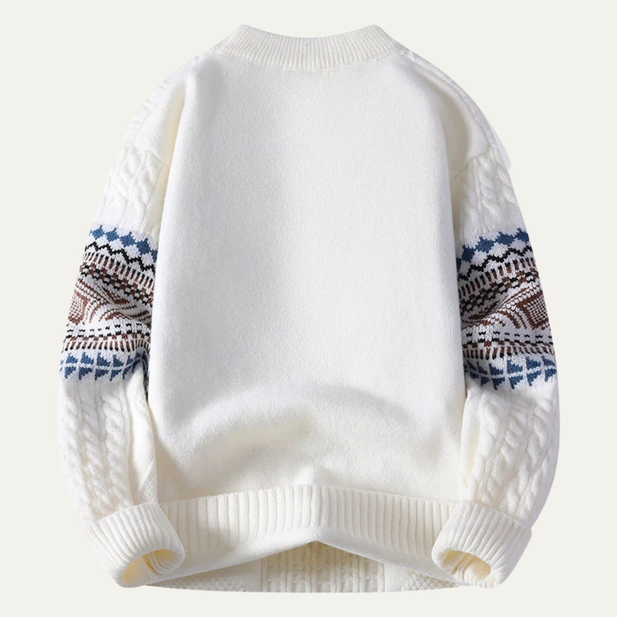 The Crestmoor Men’s Knit Warm Crewneck Sweater with Nordic Pattern