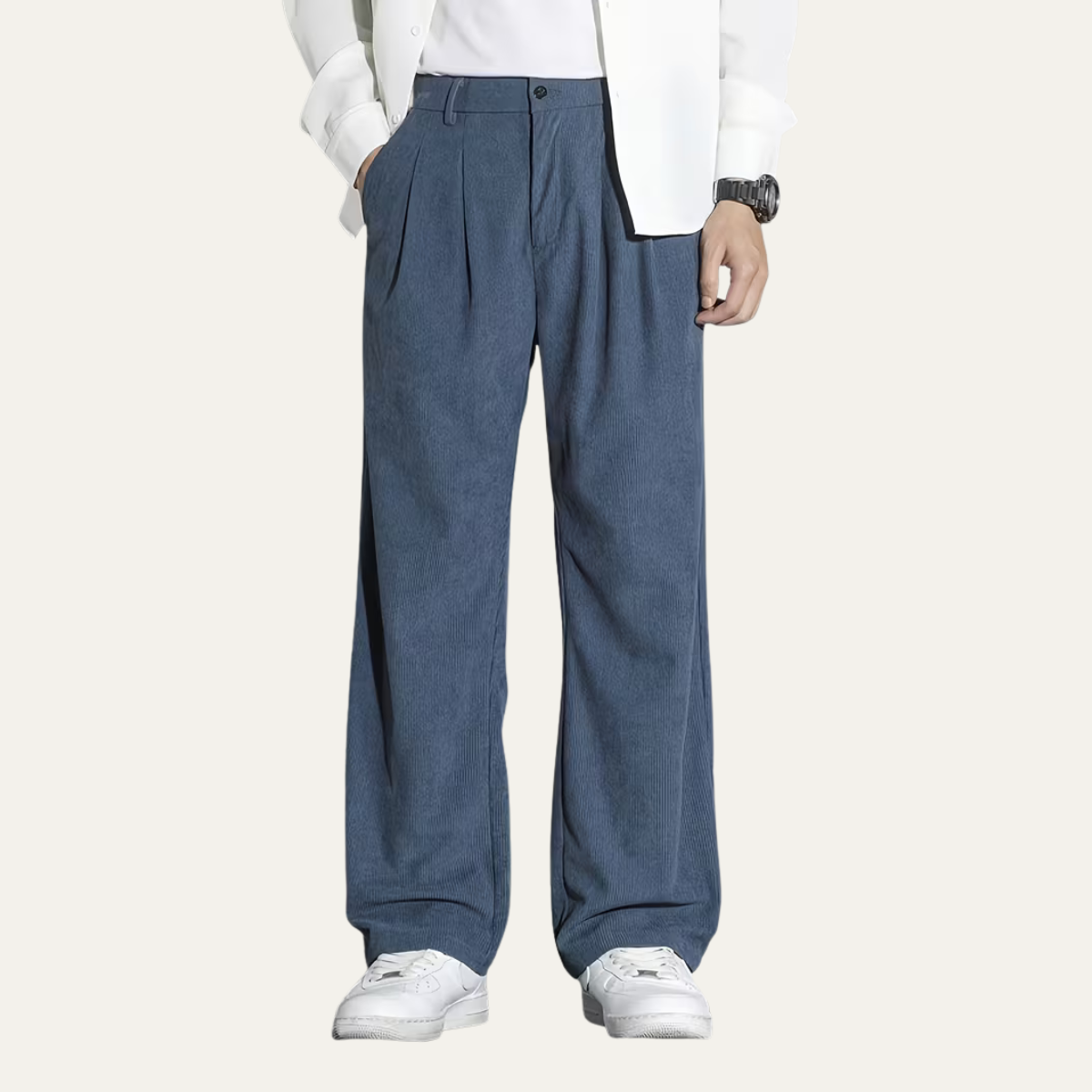 The Caloundra Men’s Premium Wide Leg Corduroy Pleated Dress Pants