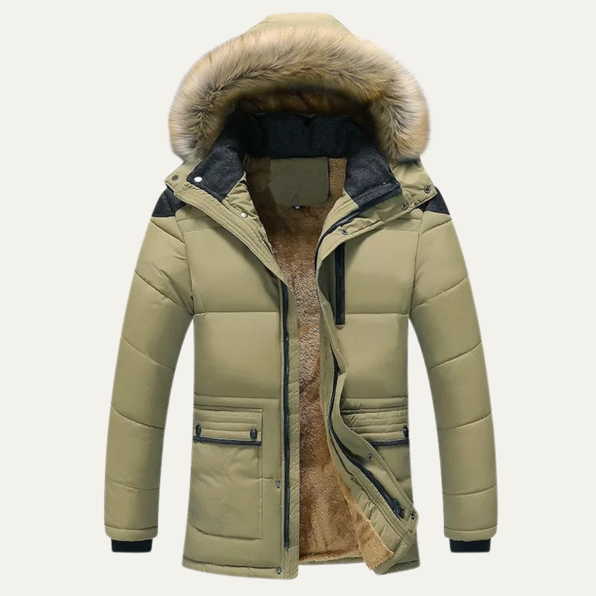 The Taormina Men's Elegant Hooded Fur Collar Parka Jacket