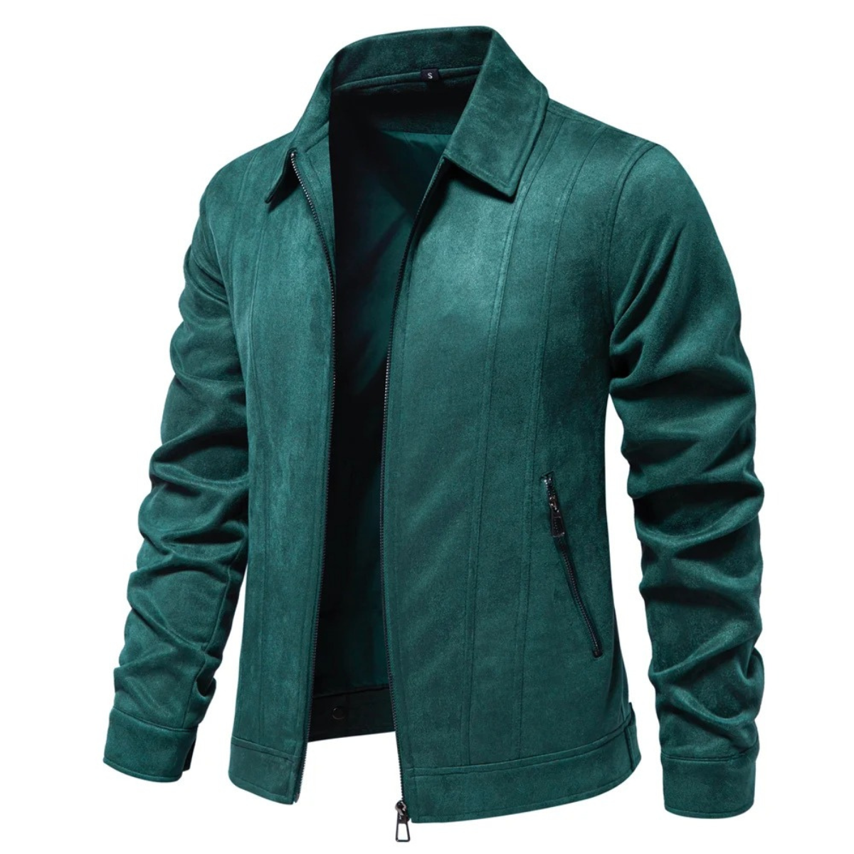 The Varese Men's Trucker Suede Leather Zip Up Jacket