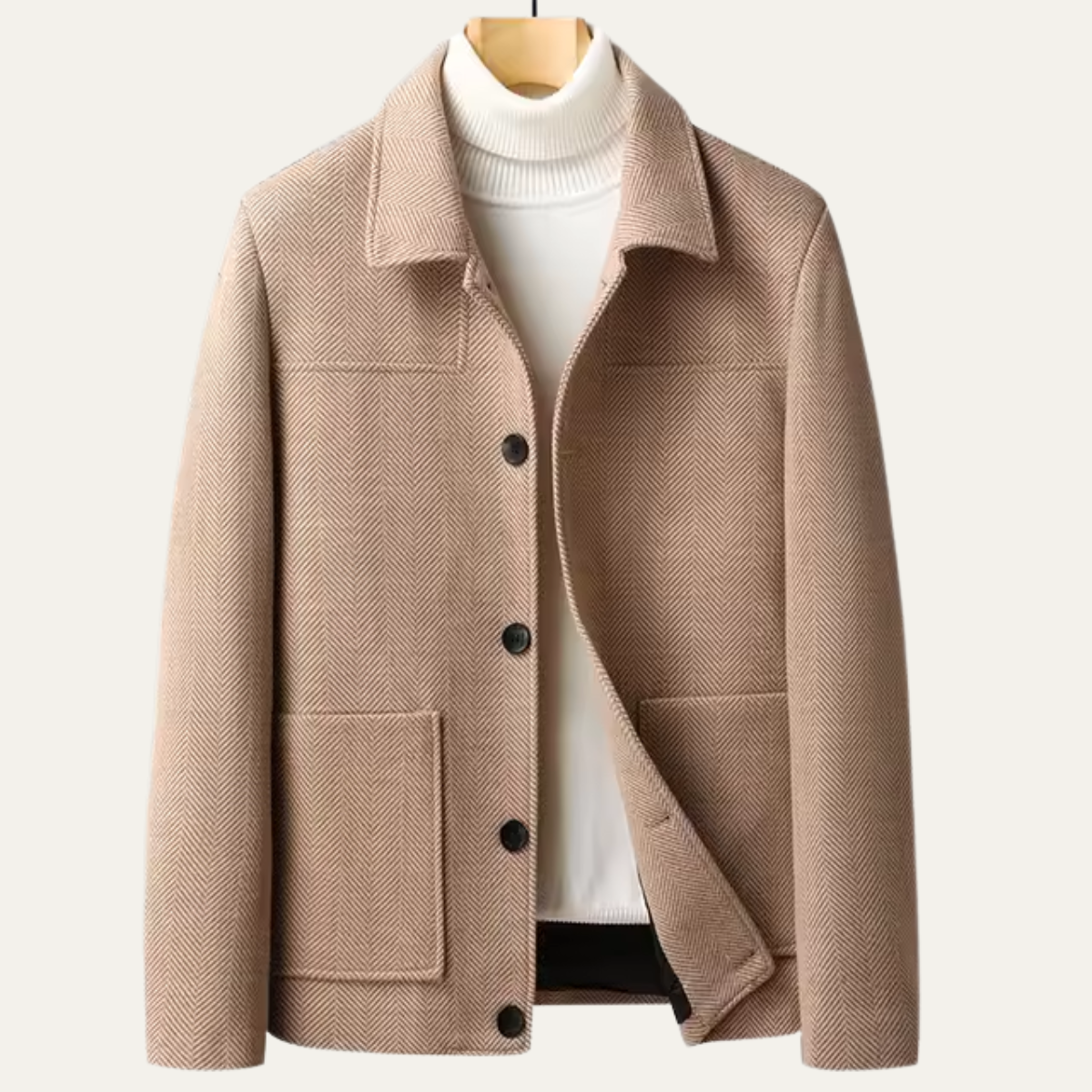 The Winslow Men’s Herringbone Jacket – Thick Warm Outerwear with Pockets