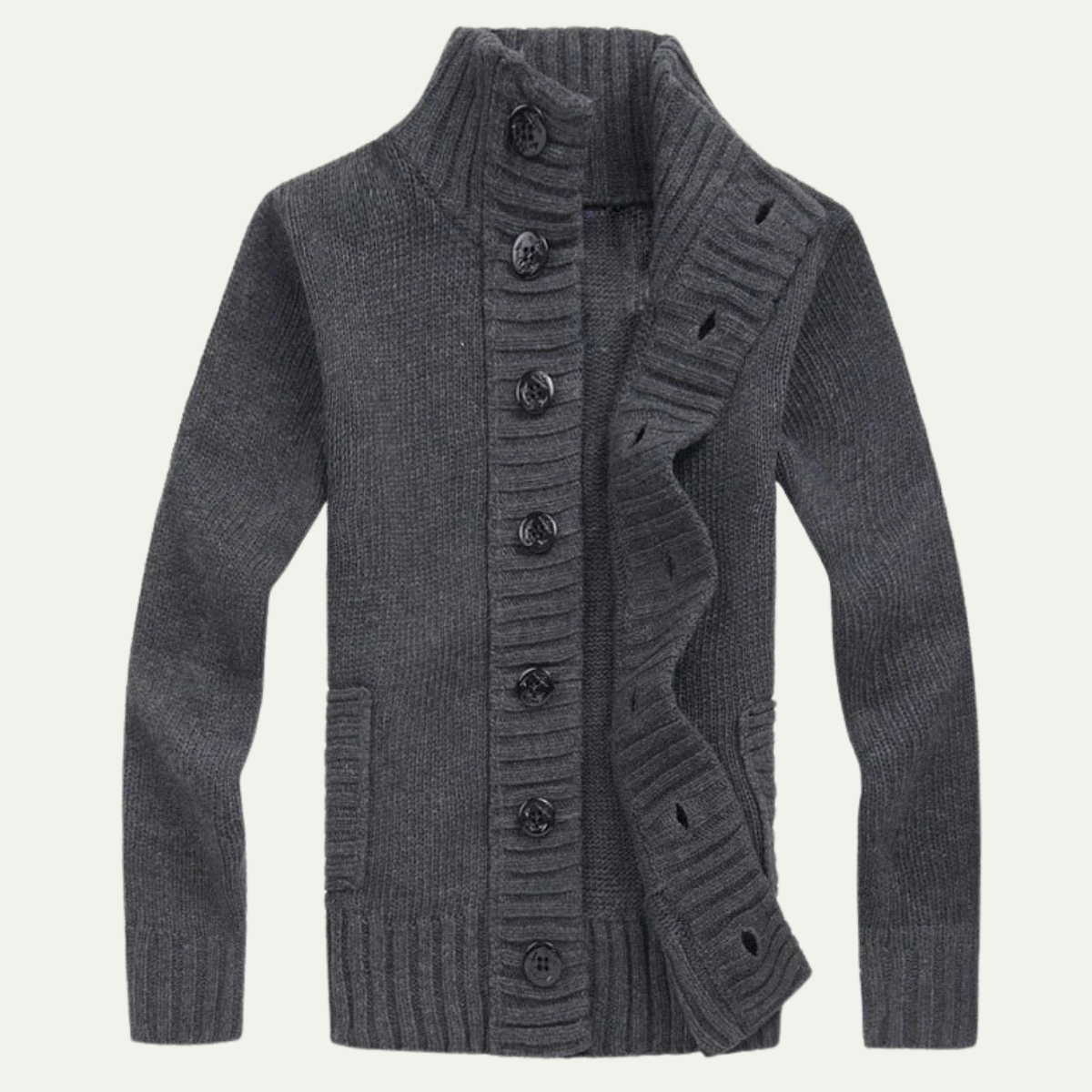 The Corsica Men’s Chunky Winter Button Up Knit High Neck Cardigan