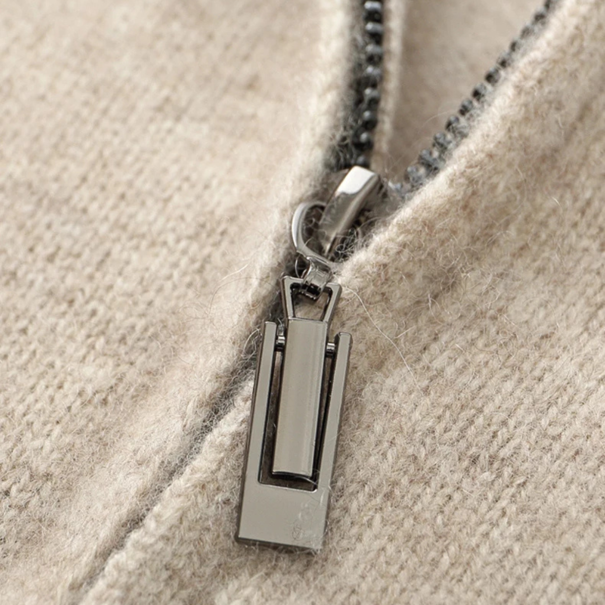 The Maplecrest Men's Merino Mock Neck Cashmere Zip Up Cardigan