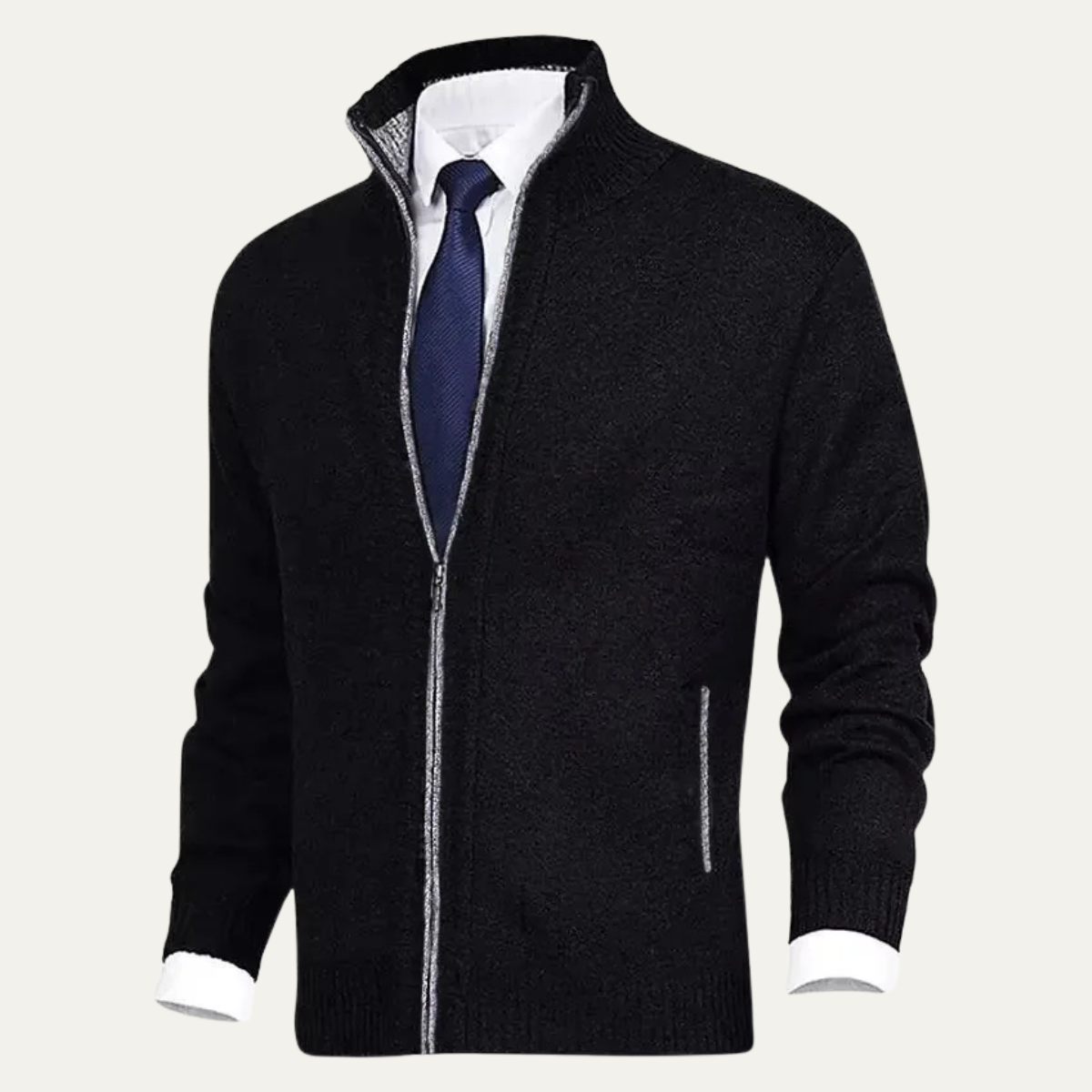 The Manarola Men's Winter Thick Knitted Fleece Full Zip Cardigan