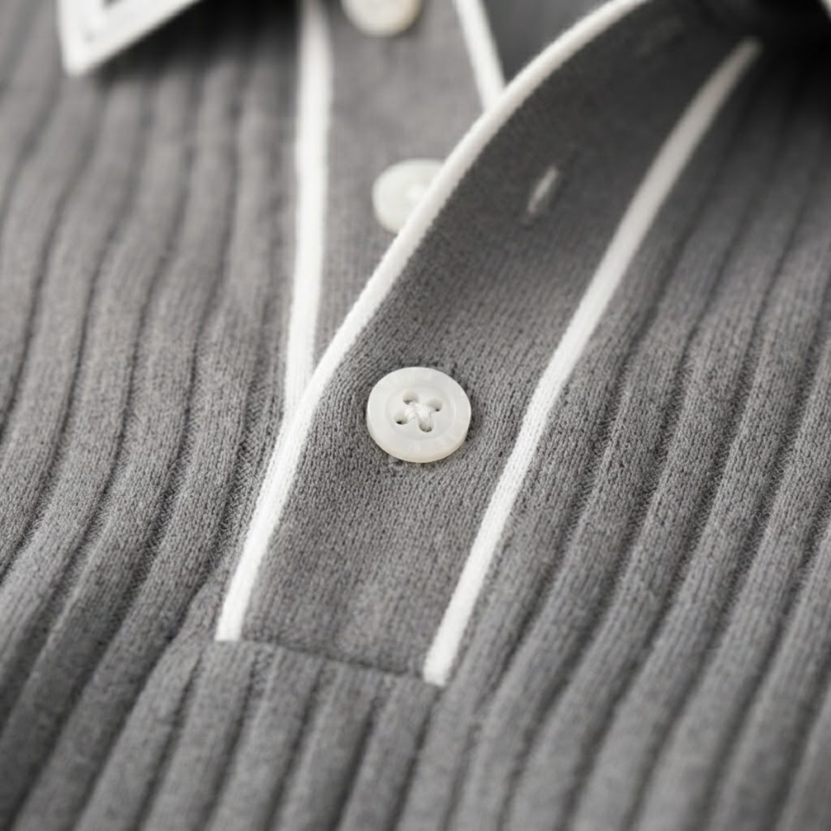 The Moscova Men’s Ribbed Knit Business Polo Shirt