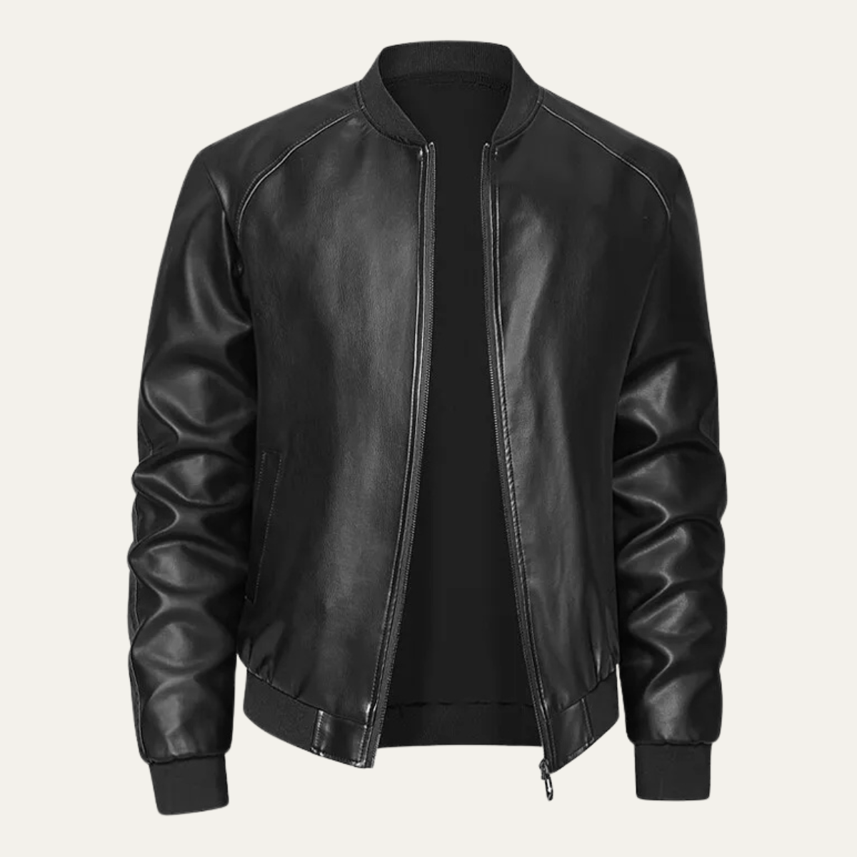 The Ashfield Park Men’s Casual Faux Leather Biker Jacket with Stand Collar