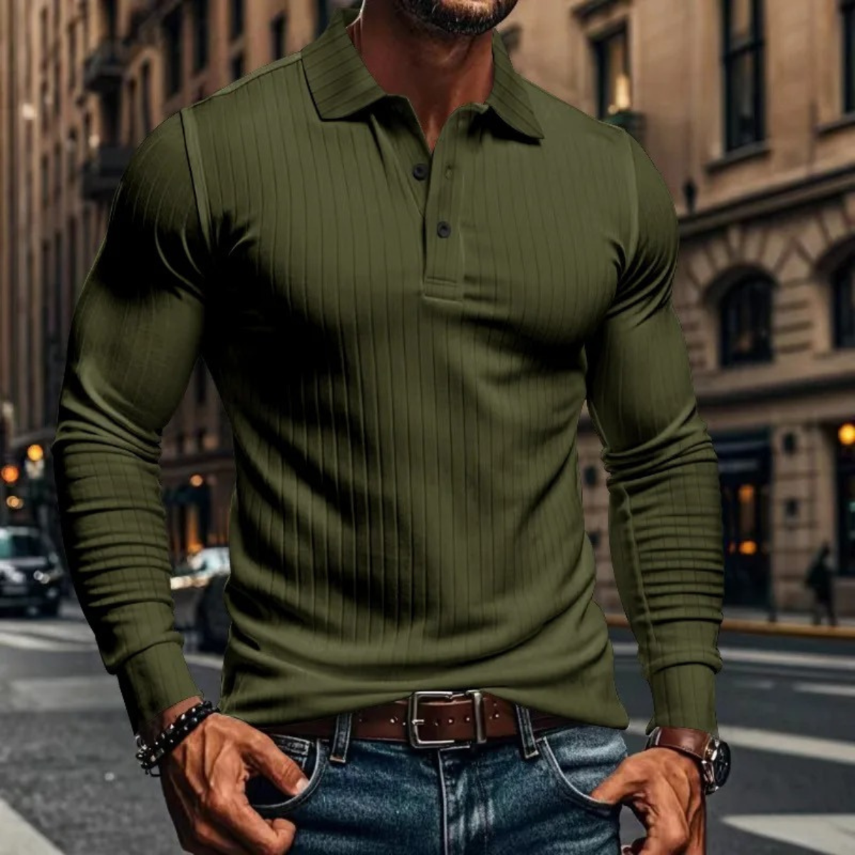 The Sorrento Men’s Ribbed Knitted Polo Shirt