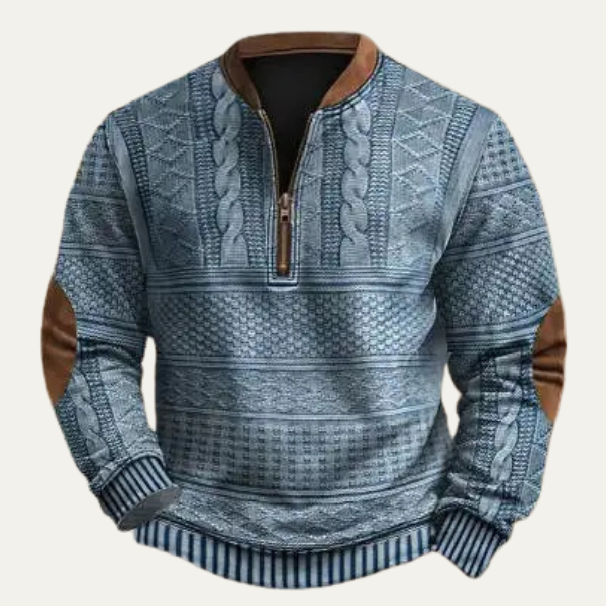 The Willowgate Men's Retro Knit Patterned Half Zip Sweater