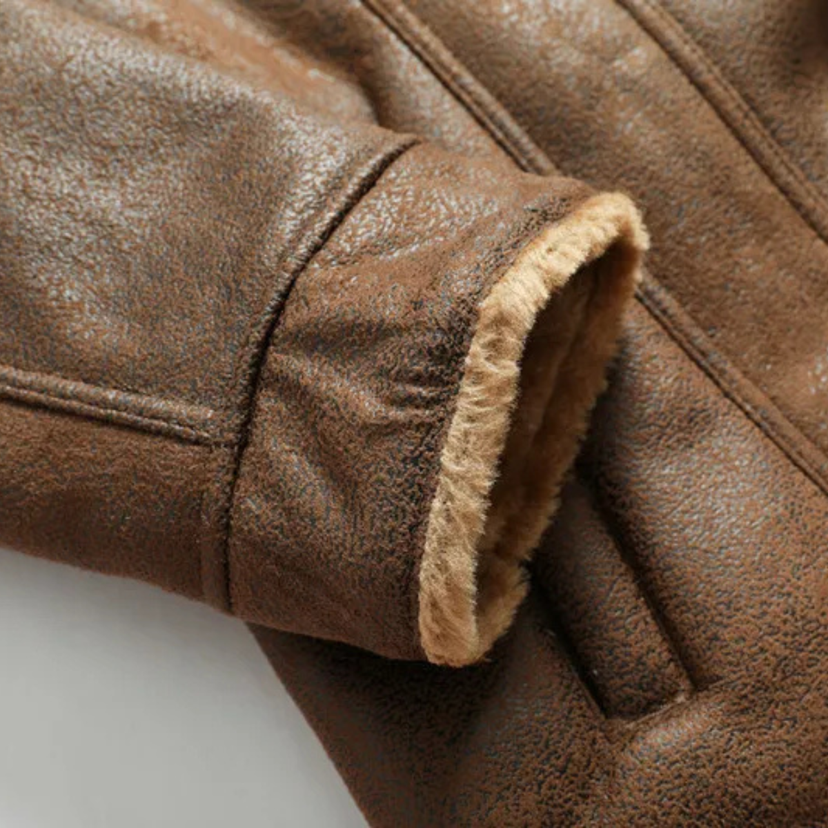 The Amelia Men’s Warm Casual Leather Sherpa Jacket