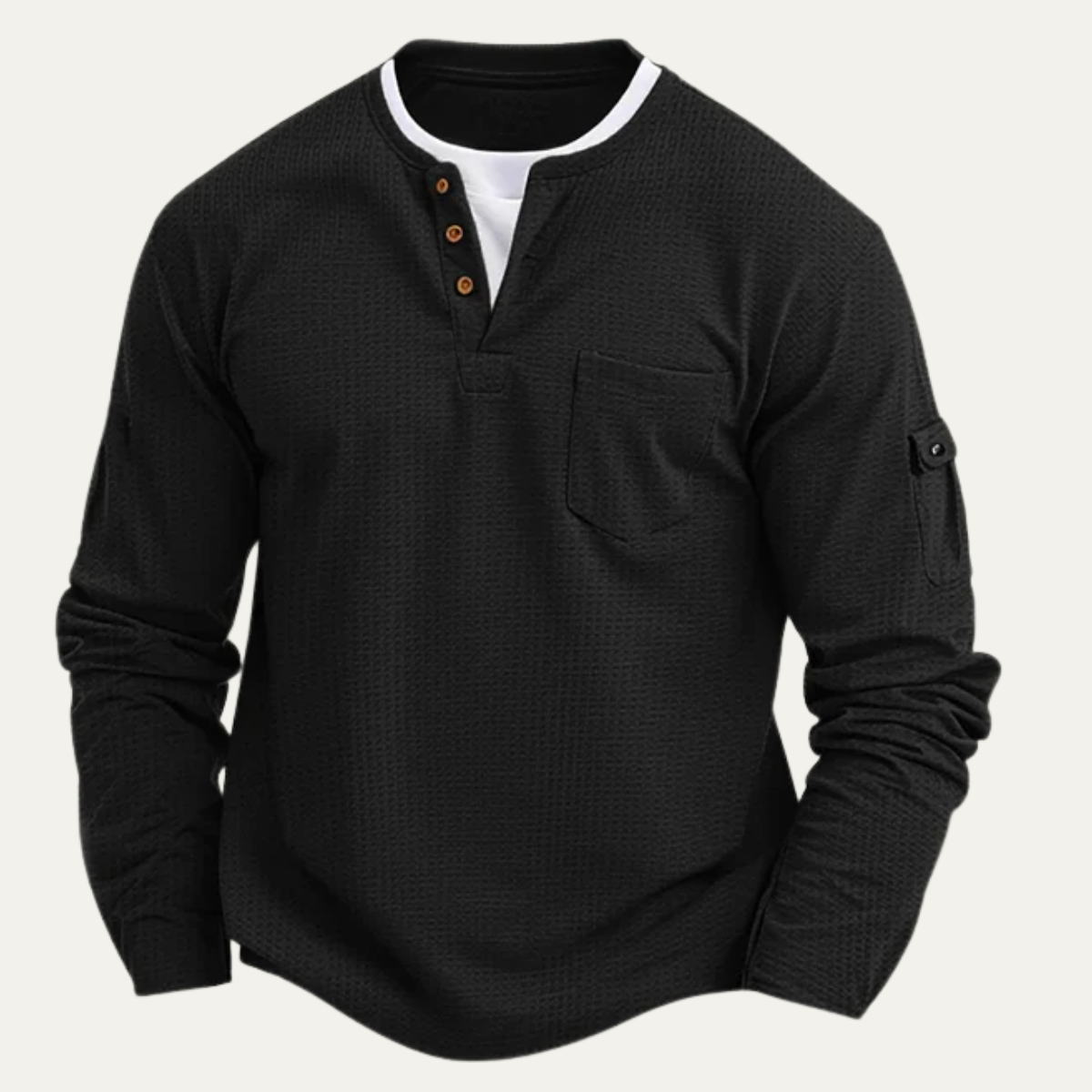 The Maplehurst Men’s Henley Double Layered Button Neck Shirt