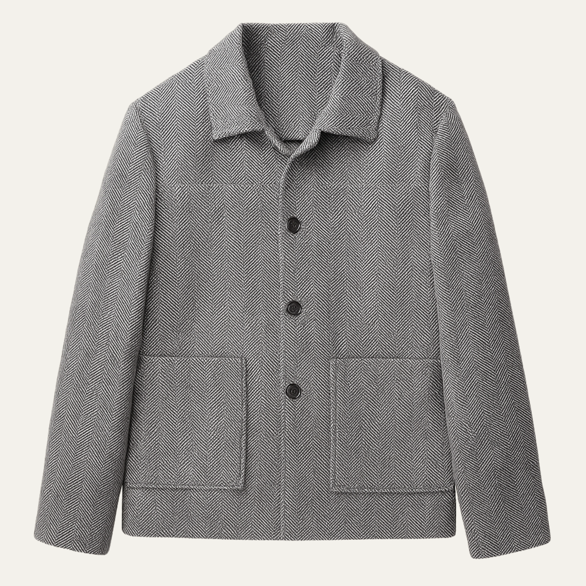 The Winslow Men’s Herringbone Jacket – Thick Warm Outerwear with Pockets