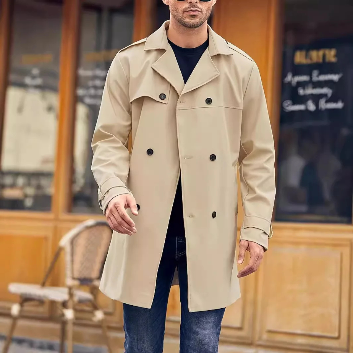 The Crownport Men's Trench Coat – Long Double Breasted Waterproof Overcoat