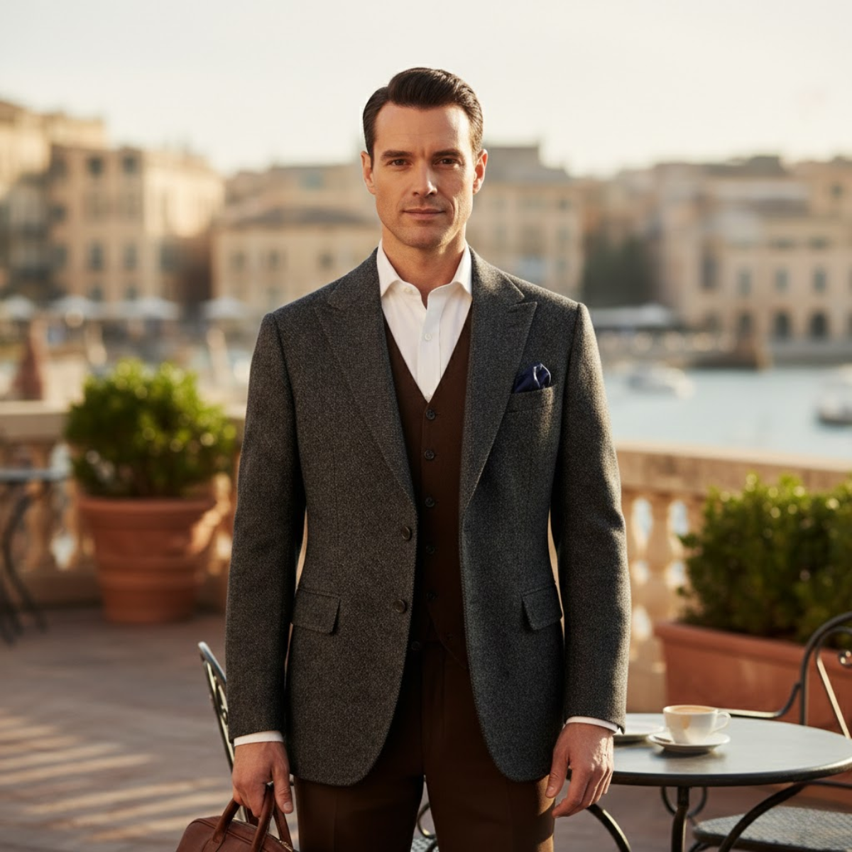 The Corsica Men’s Single Breasted Business Tweed Blazer Jacket