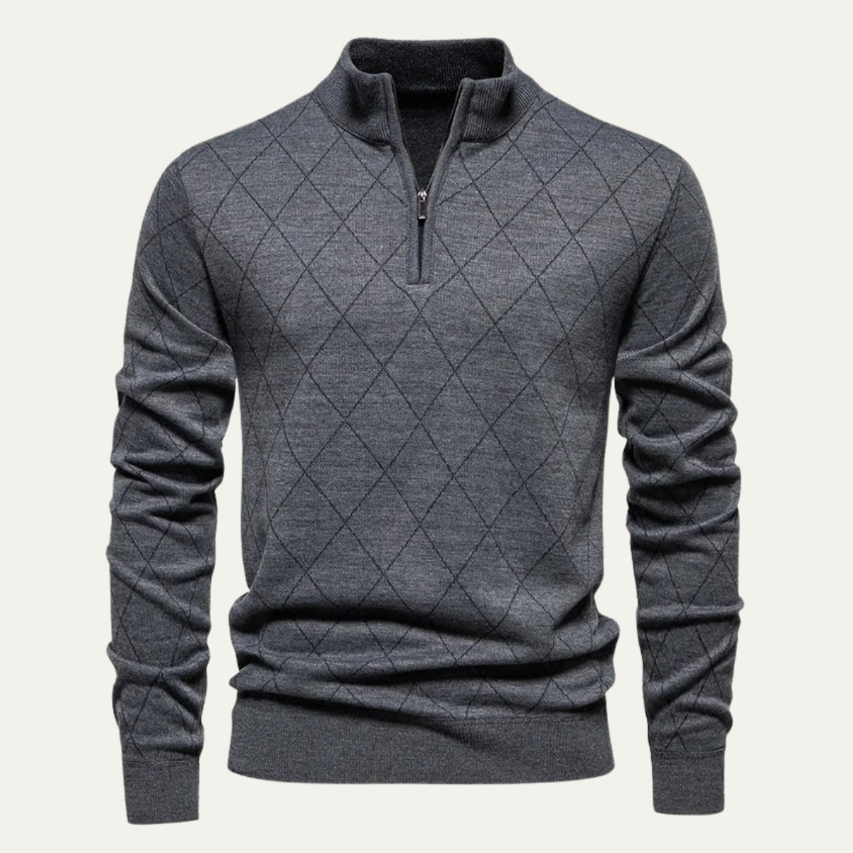 The Caserta Men’s Smart Casual Half Zip Knit Jumper – Gray