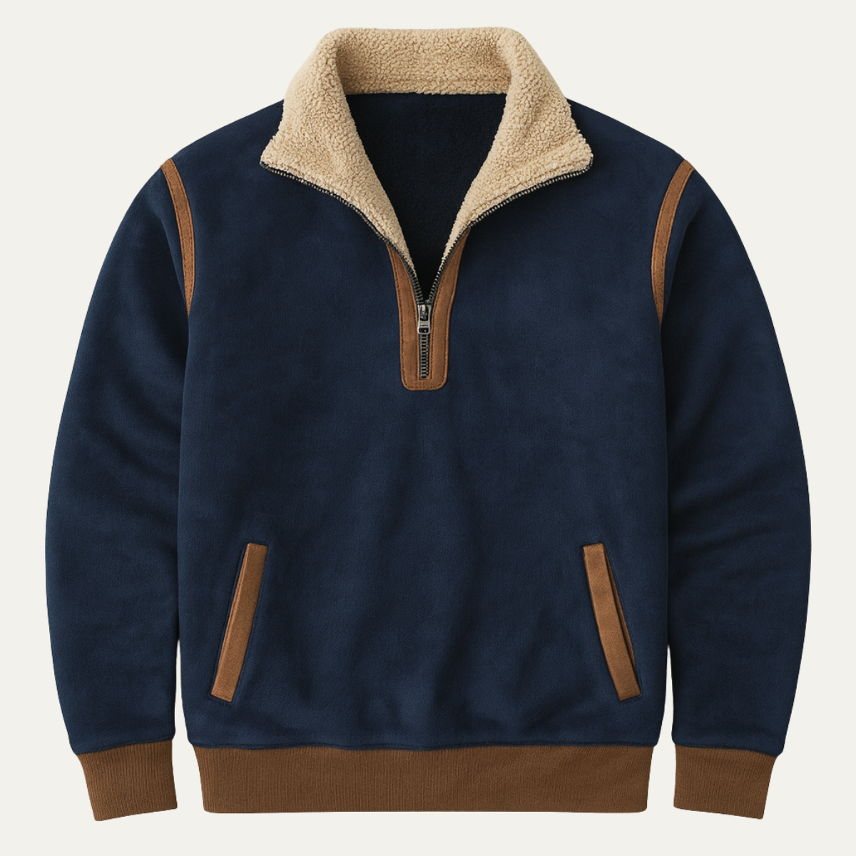 The Desenzano Men’s Vintage Suede Patchwork Quarter Zip Winter Sweater