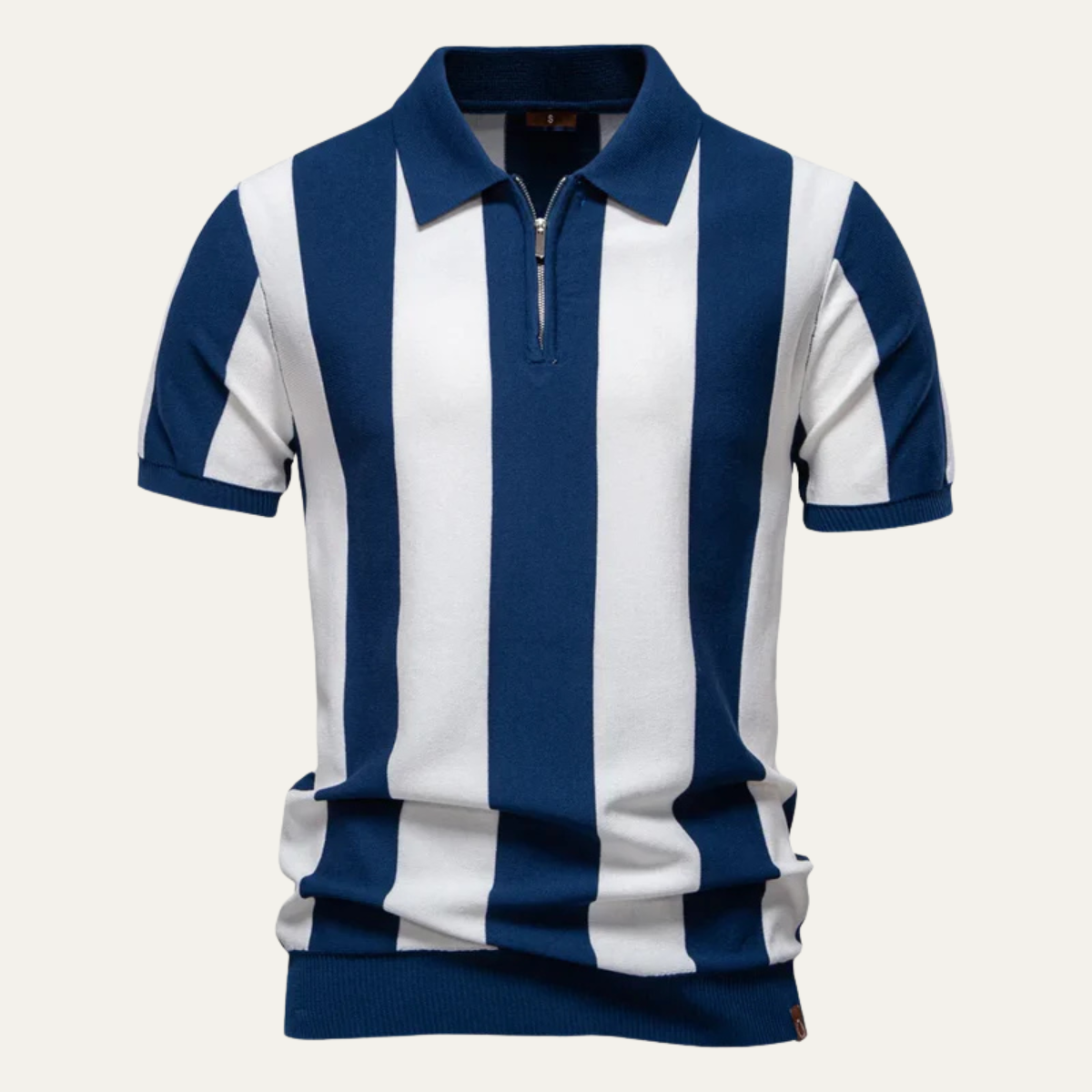 The Glenwood Men’s Breathable Cotton Striped Zip Polo Shirt