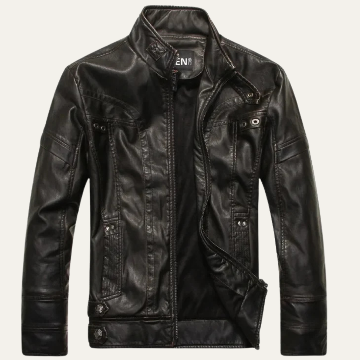 The Bevagna Men’s Classic Zip Up Leather Biker Jacket