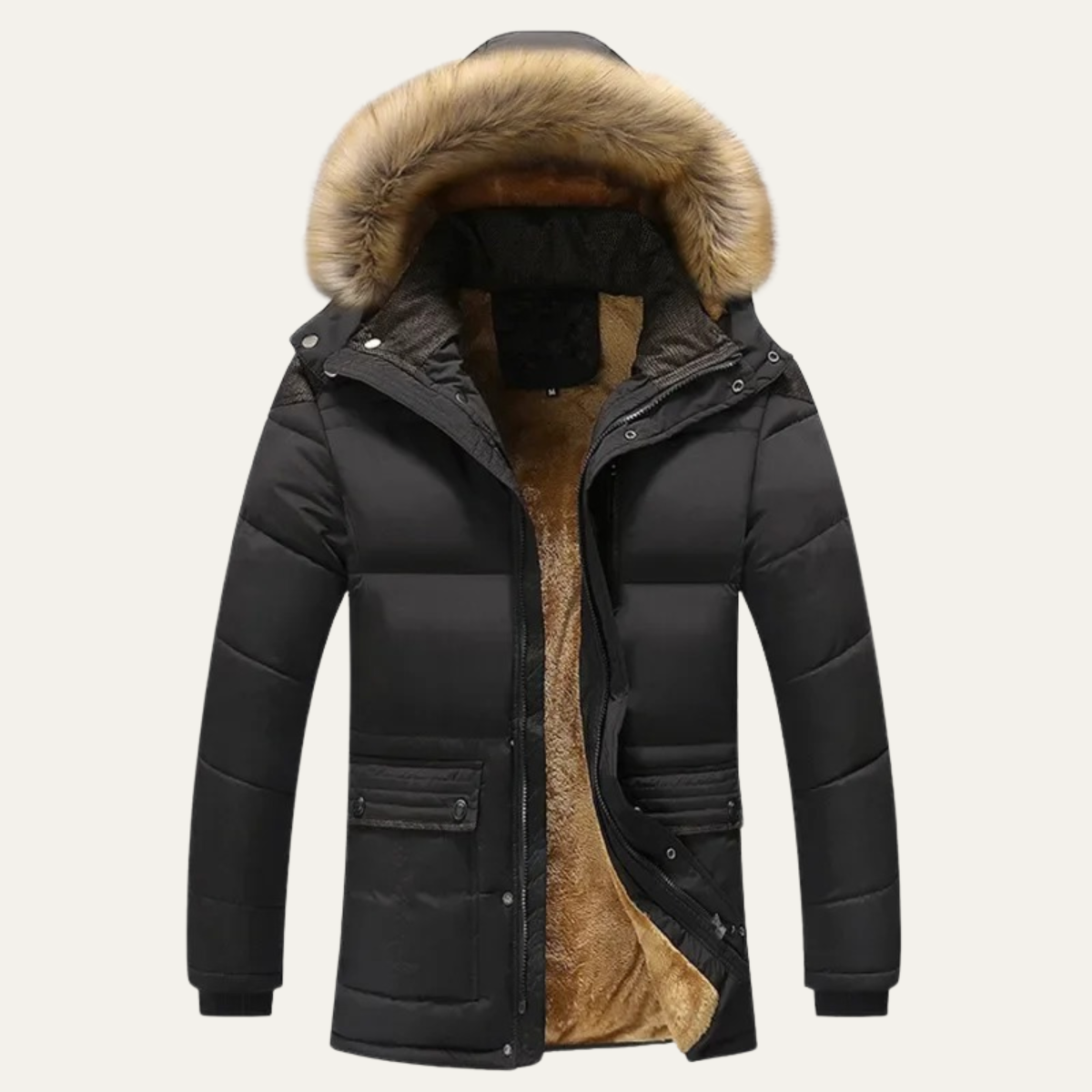 The Taormina Men's Elegant Hooded Fur Collar Parka Jacket