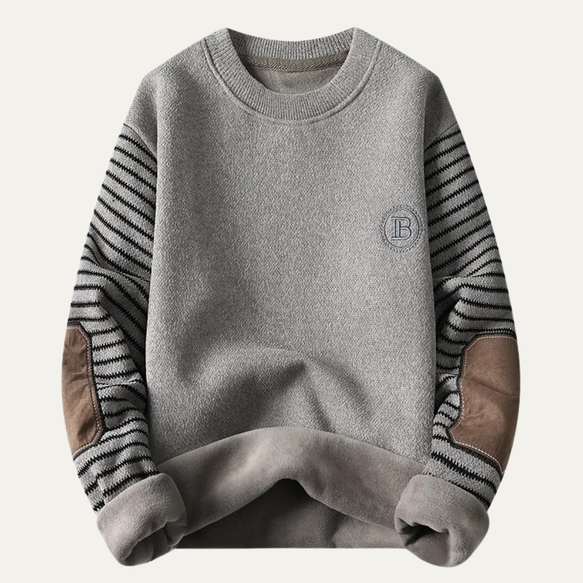 The Whitlock Men’s Winter Fleece Sweater with Striped Sleeves