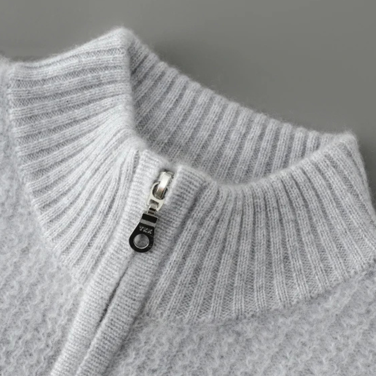 The Valladolid Men’s Winter Cashmere Quarter Zip High Collar Knit Sweater