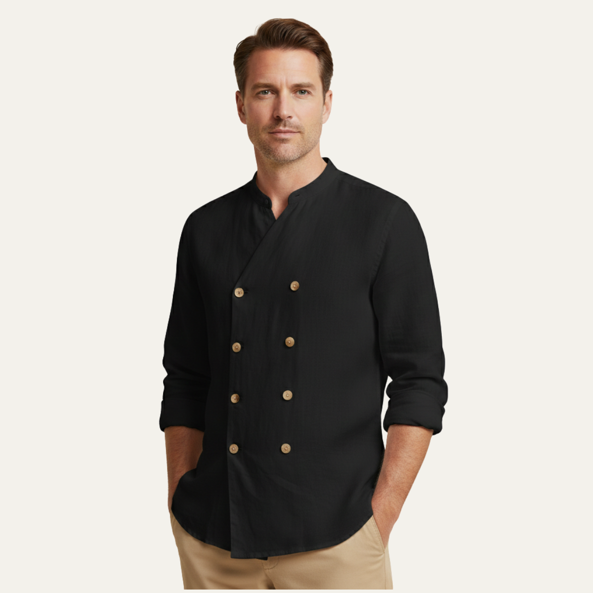The Coventry Men’s Vintage Double Breasted Cotton Linen Shirt