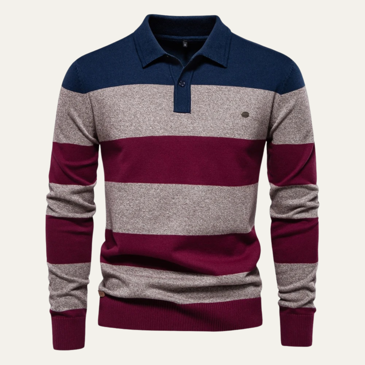 The Latina Men’s Cotton Button Up Striped Knit Polo Sweater