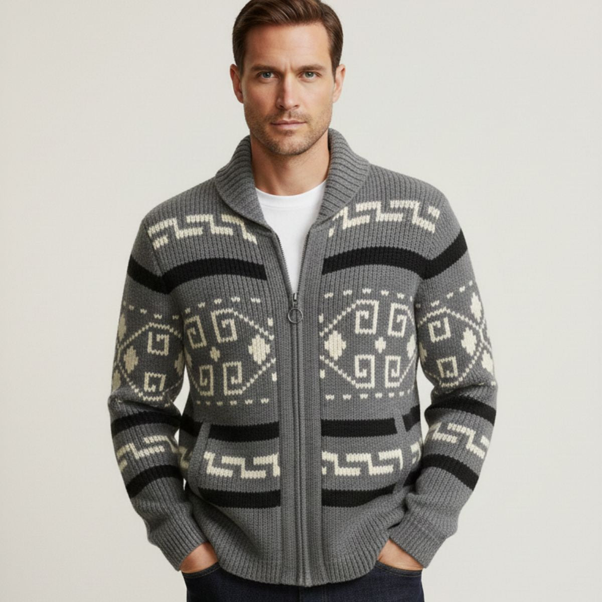 The Orvieto Men’s Vintage Thick Winter Shawl Collar Knit Cardigan