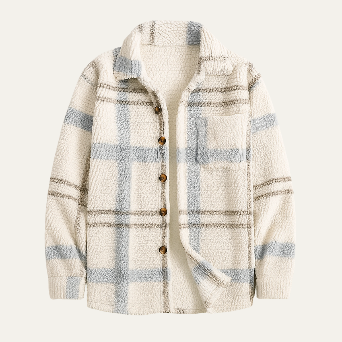 The Millstone Men’s Plaid Fleece Checked Hooded Coat