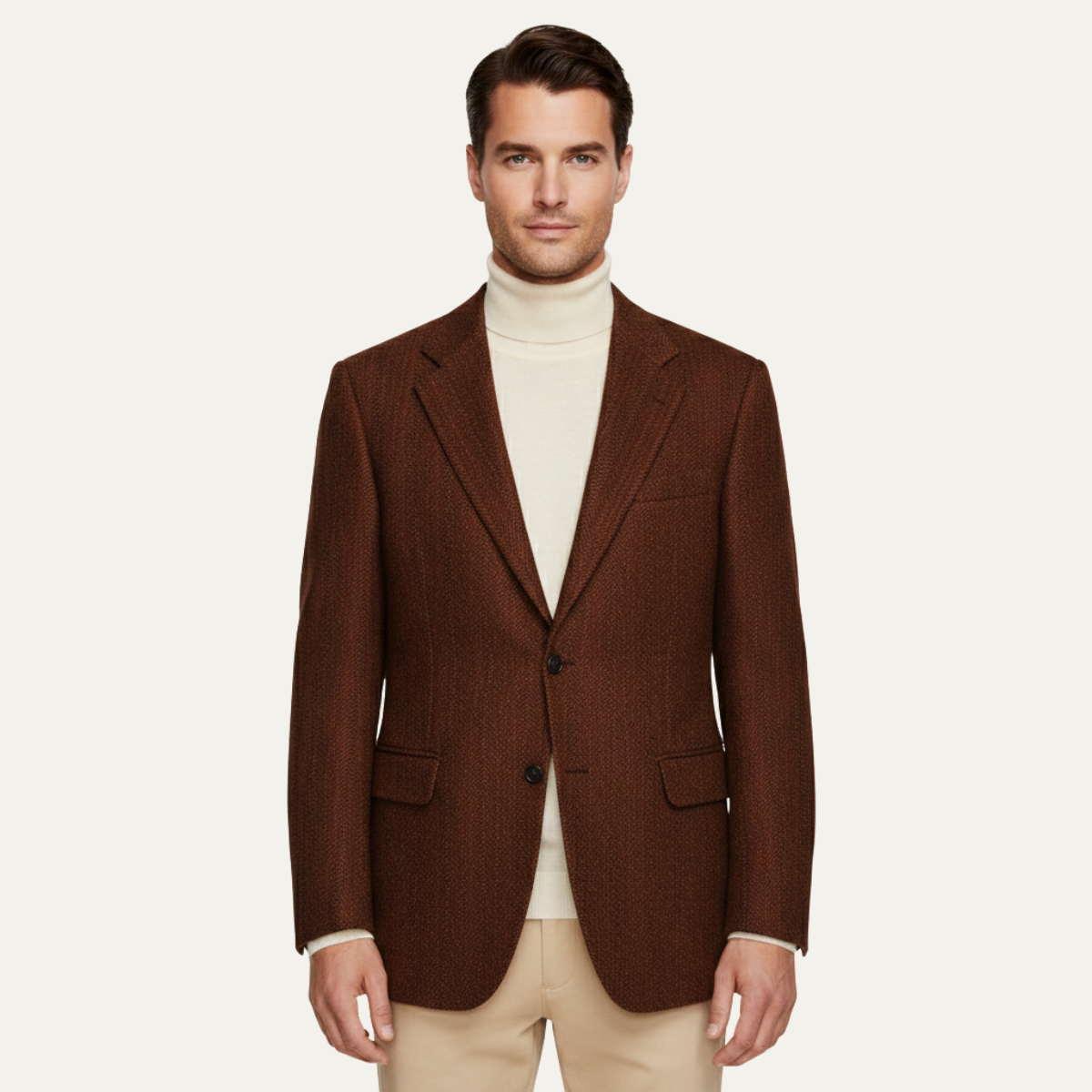 The Venice Men’s Luxury Tailored Tweed Fishbone Blazer Jacket
