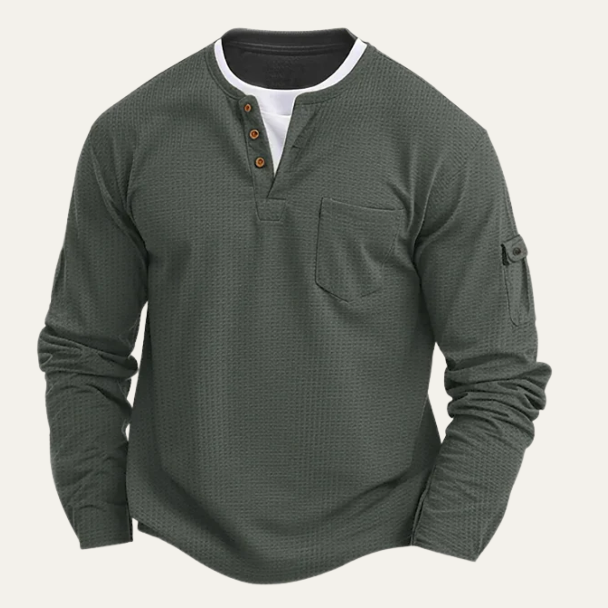The Maplehurst Men’s Henley Double Layered Button Neck Shirt