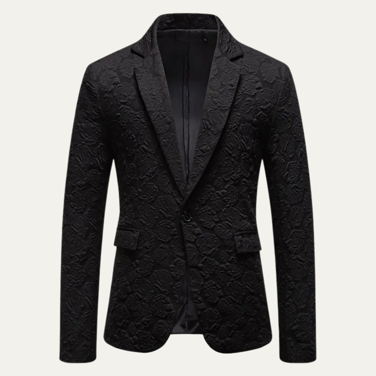 The Ashenford Men’s Slim Fit Rose Pattern Business Blazer – Black