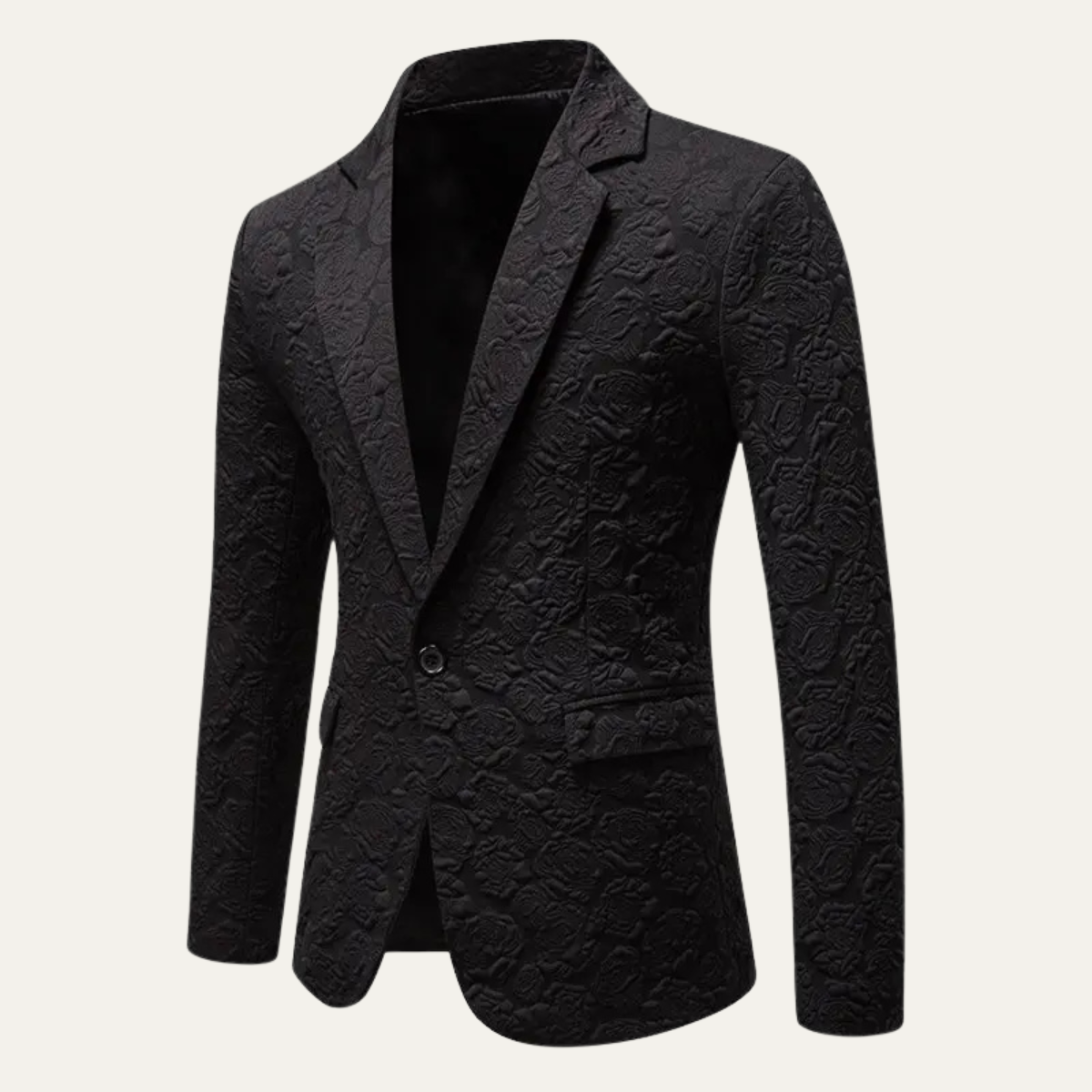 The Ashenford Men’s Slim Fit Rose Pattern Business Blazer – Black
