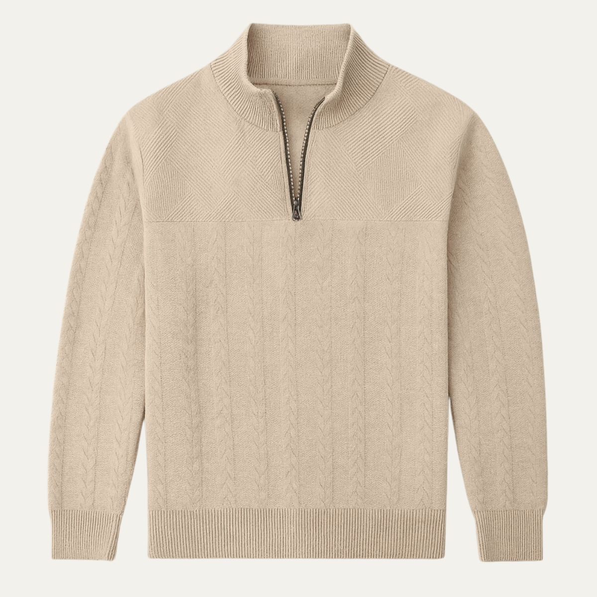 The Bellagio Men's Casual Stand Up Collar Knitted Jacquard Sweater