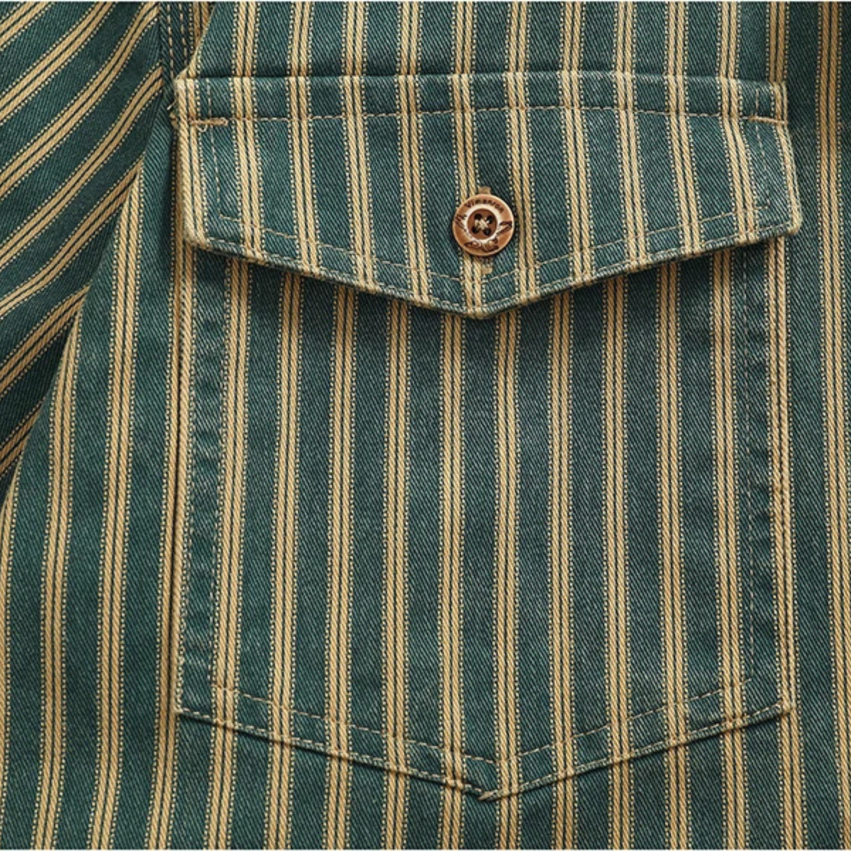 The Willowfall Men’s Nostalgic Casual Vertical Stripe Denim Shirt