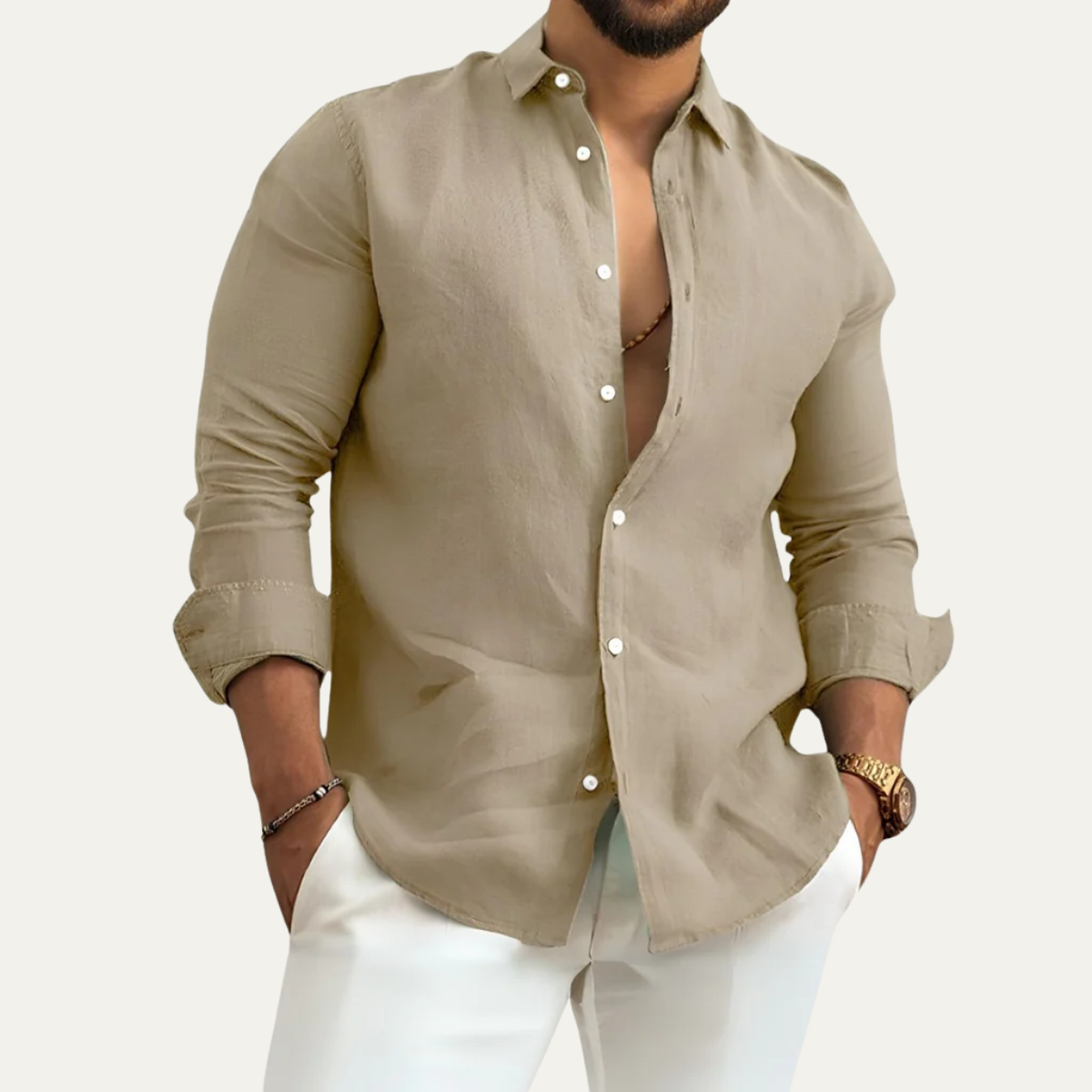 The Oristano Men’s Cotton Linen Button Up Summer Shirt