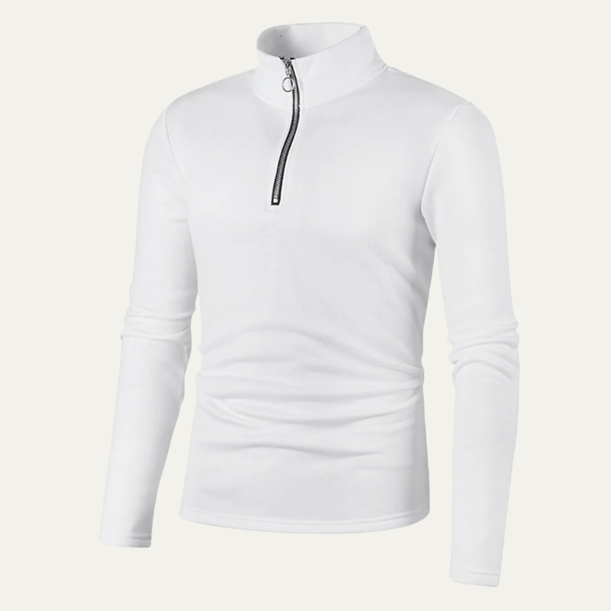 The Fuerteventura Solid Color Turtleneck Zip Up Winter Thick Pullover