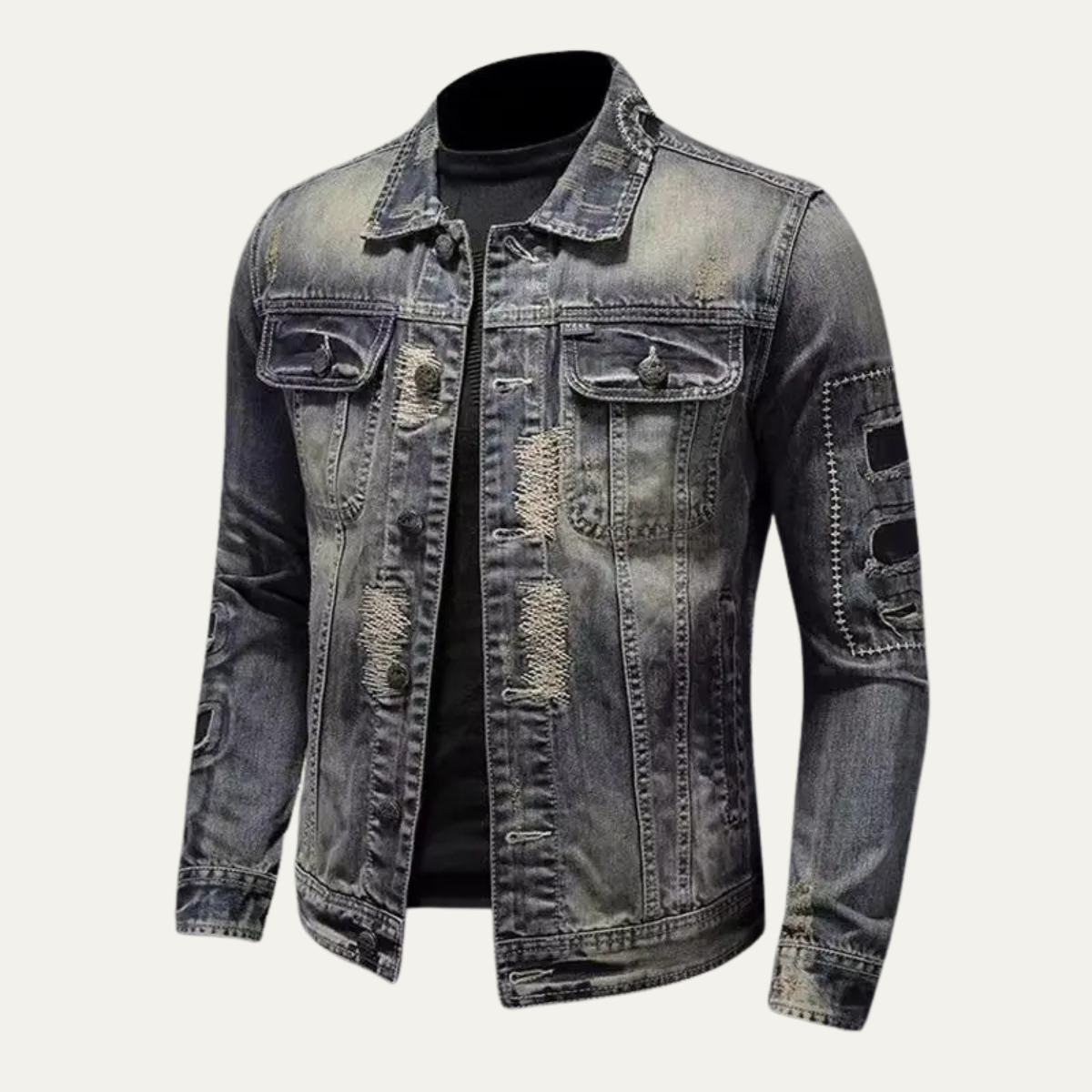The Livorno Men’s Casual Lightwash Button Down Denim Jacket