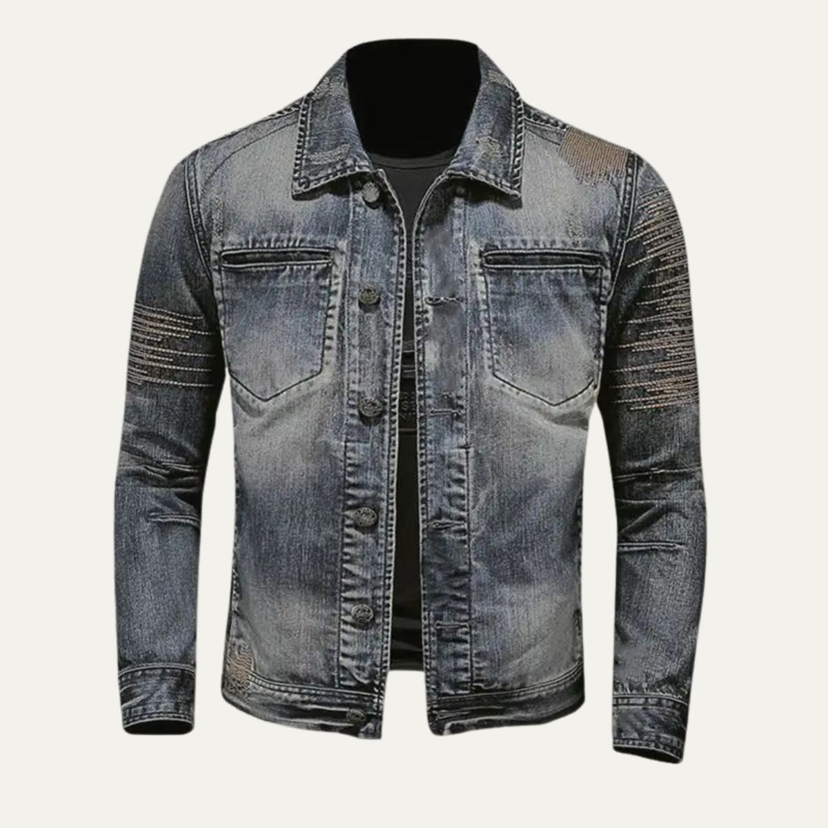 The Livorno Men’s Casual Lightwash Button Down Denim Jacket