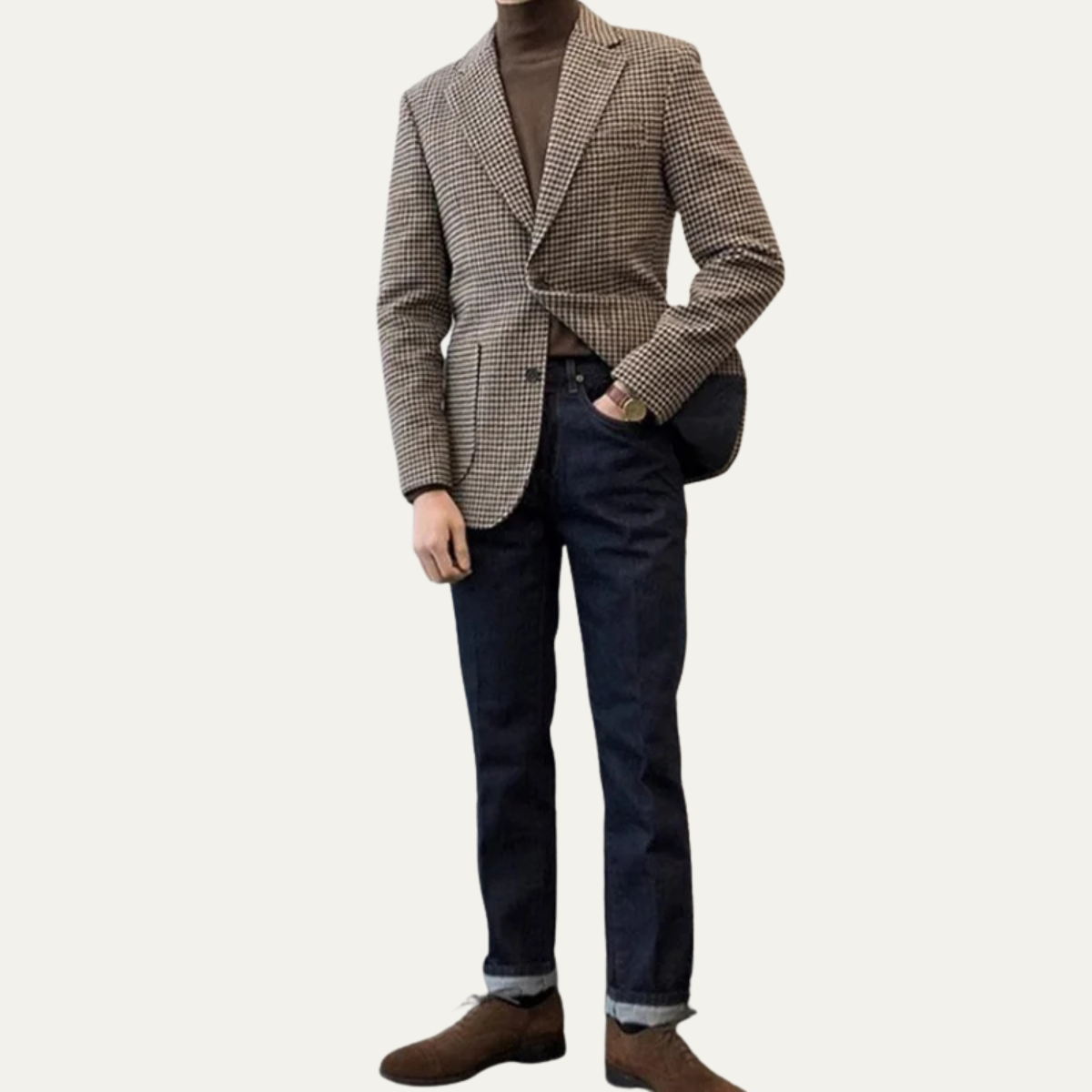 The Lezzeno Men’s Casual Retro Tweed Wool Blazer