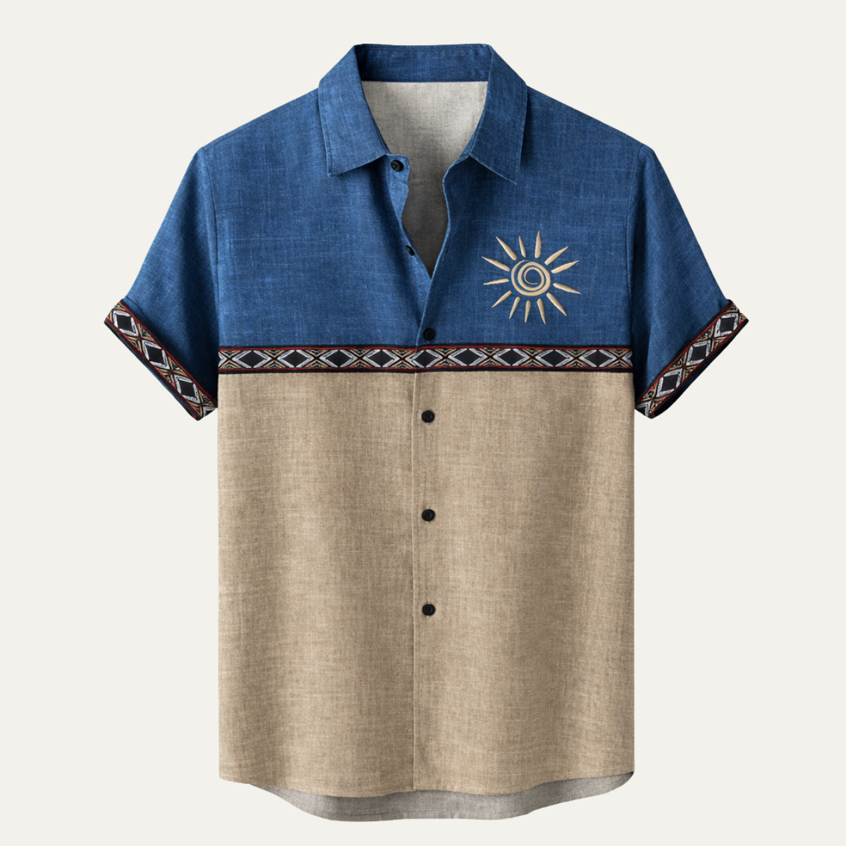 The Pavia Men’s Vintage Patchwork Button Down Linen Top