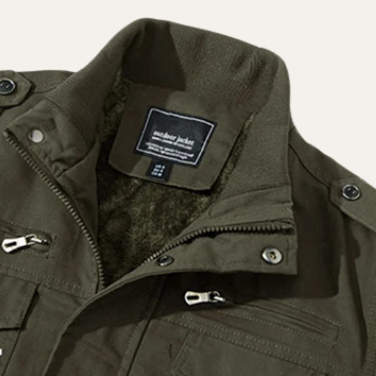 The Macerata Men’s Thermal Military Style Zip-Up Fleece Lined Jacket