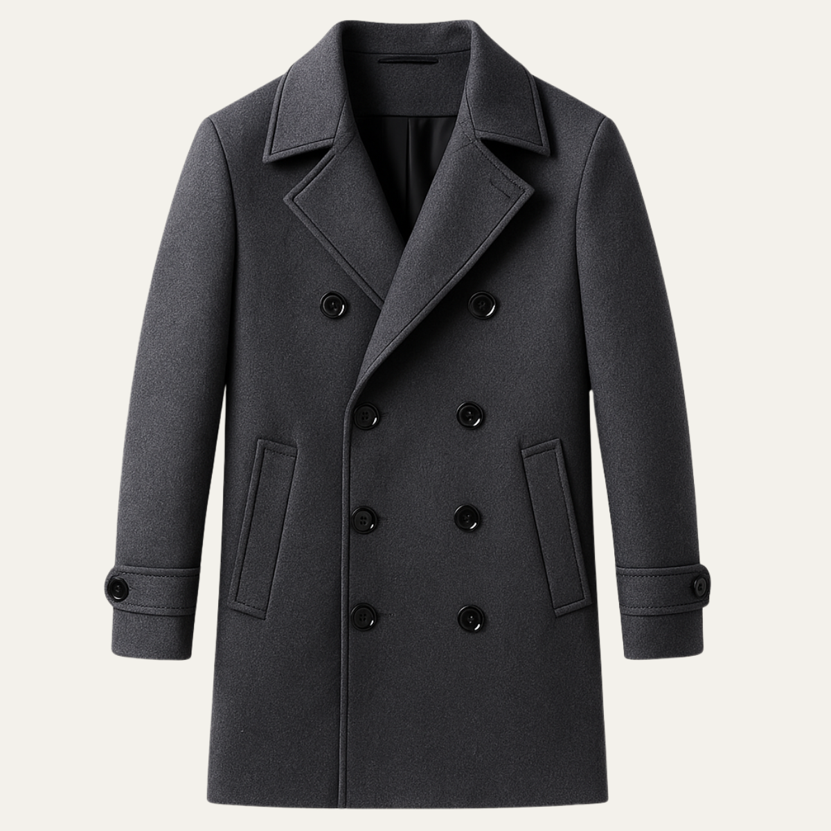 The Prescott Men’s Double Breasted Long Trench Coat – Winter Wool Blend Overcoat