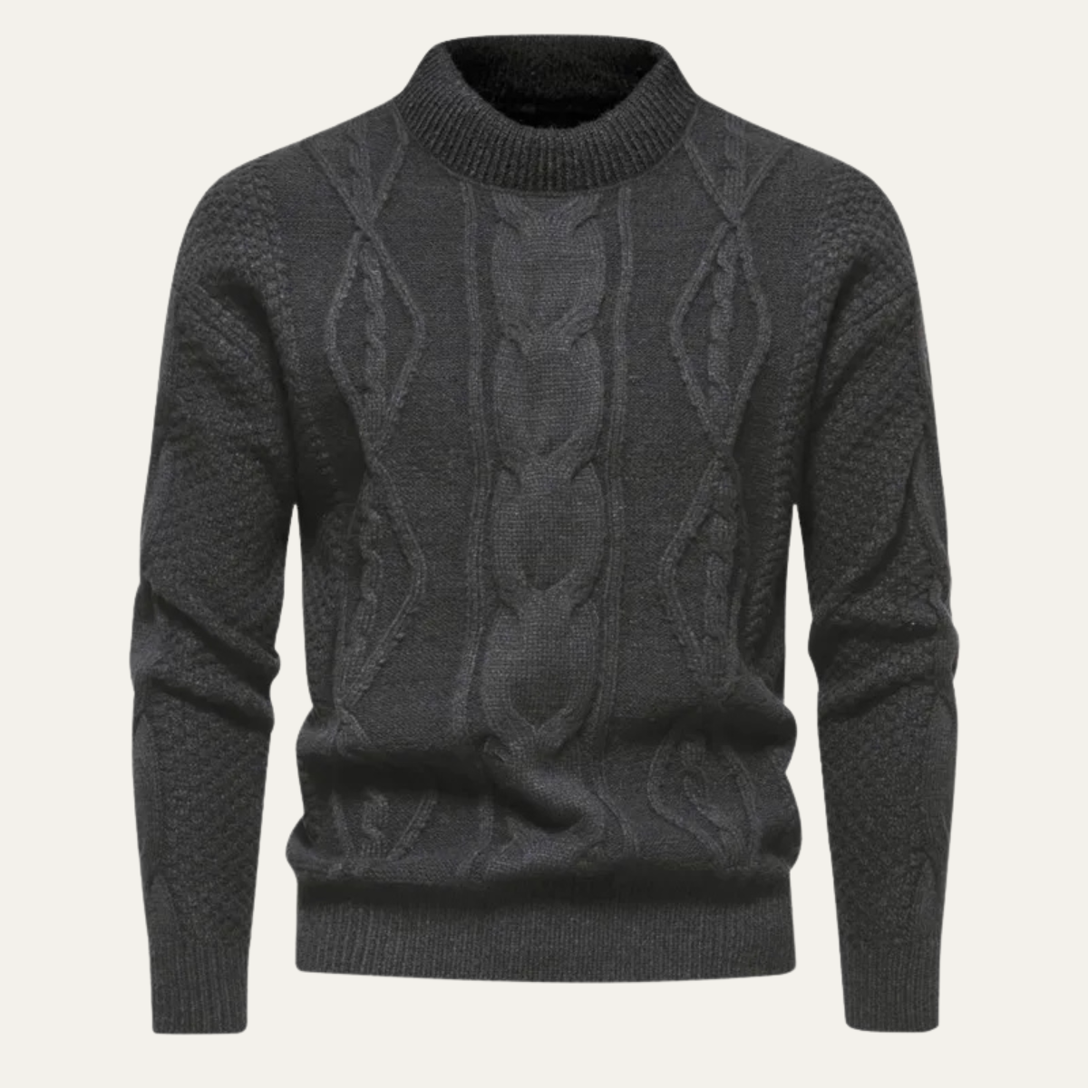 The Windwood Men’s Cable Winter Casual Round Neck Knit Sweater